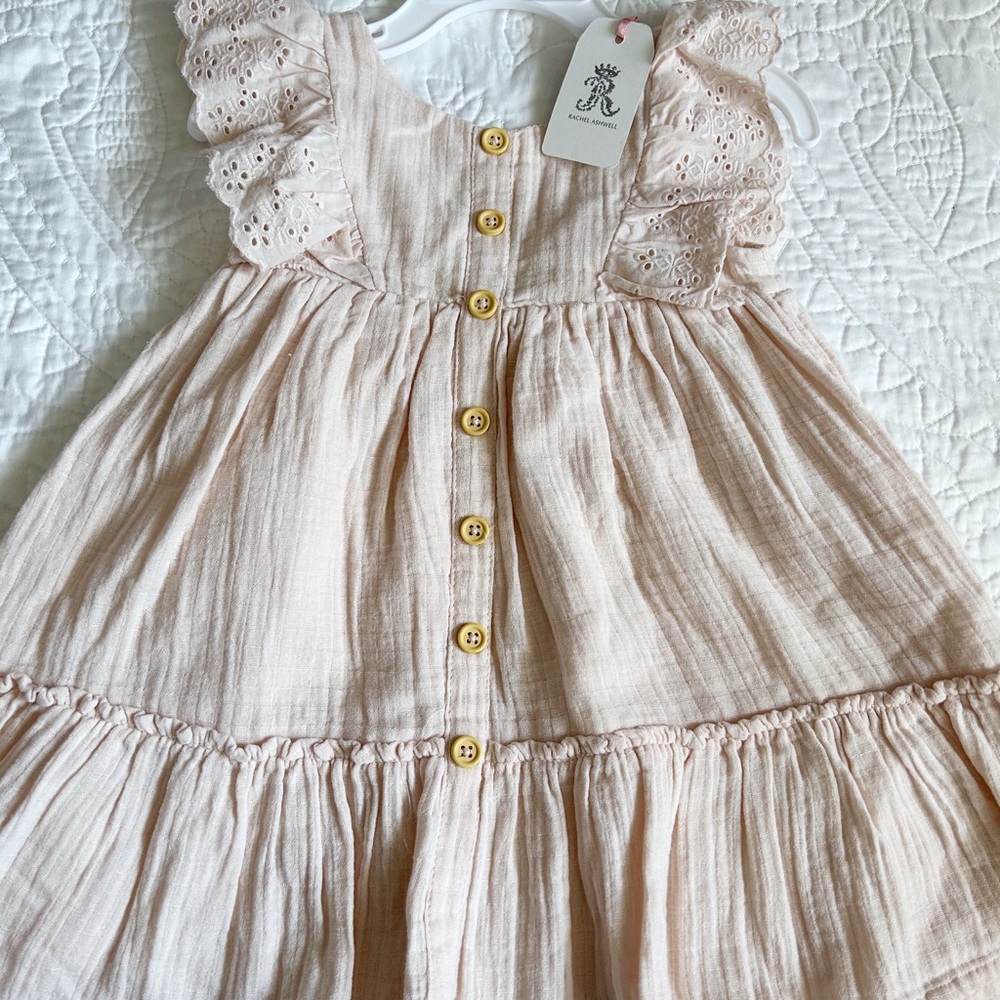 NWT Rachel Ashwell Girls Light Blush Pink Cotton Dress Size 18 Months